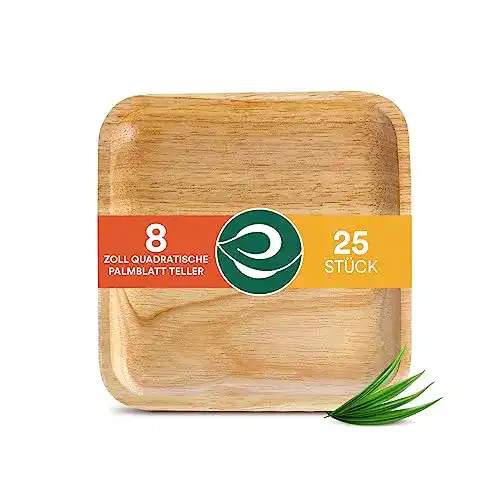Palmblatt Teller Eco Soul 20 cm quadratisch (25 Stück)