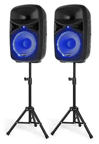 Vonyx VPS102A Aktivboxen Set mit Lautsprechern und Ständern