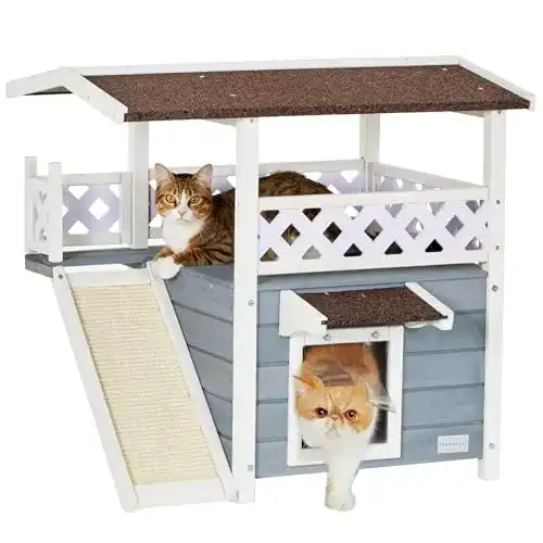 Katzenhaus Outdoor Petsfit aus massivem Holz für den Garten