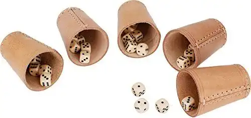 Würfelbecher Gico Leder Standard mit 6 Würfeln im Set