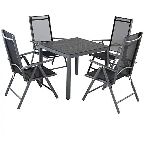 Gartentisch mit 4 Stühlen im Set von Casaria für Terrasse und Balkon