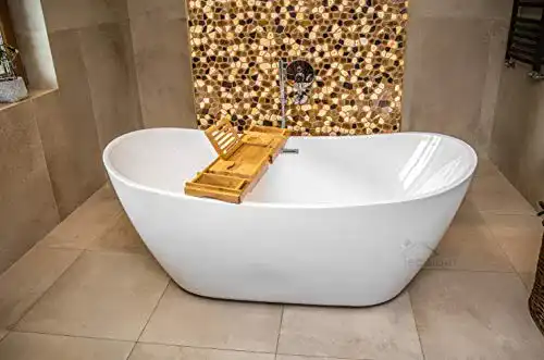 Freistehende Badewanne Ecolam Clara 170×80 cm mit Bambusablage
