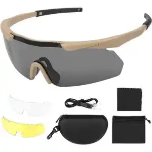 Schutzbrille Feyachi mit 3 Austauschbaren Gläsern für Sportschützen