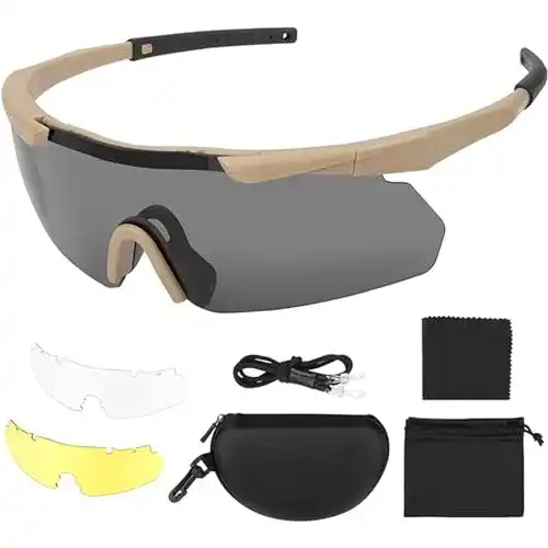 Schutzbrille Feyachi mit 3 Austauschbaren Gläsern für Sportschützen