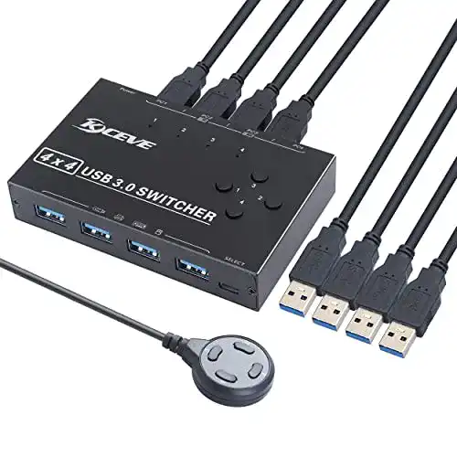 USB Switch KCEVE USB 3.0 für 4 PCs 4 In 4 Out Umschalter