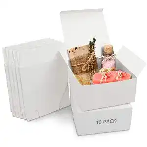 Geschenkboxen aus Kraftpapier in Weiß, 10 Stück