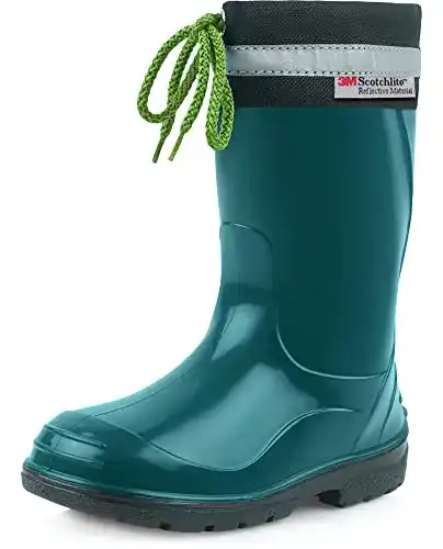 Ladeheid Kinder Gummistiefel mit Stulpe in Dunkelgrün und Schwarz