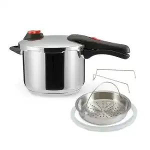 Schnellkochtopf 6 Liter von Amazon Basics aus Edelstahl