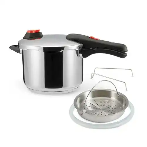 Schnellkochtopf 6 Liter von Amazon Basics aus Edelstahl