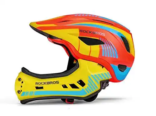 Fullface Helm Rockbros Kinderhelm für Fahrrad mit abnehmbarem Kinnschutz
