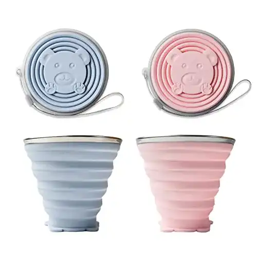 Faltbarer Kaffeebecher Set aus Silikon und Edelstahl, 2 Stück