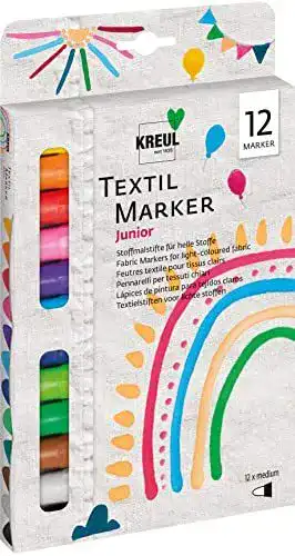 Textilstifte Kreul 90720 – Textil Marker Junior Set mit 12 Stiften