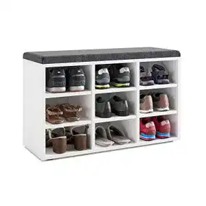 Schuhbank Komto mit Sitzfläche und Schuhregal in Weiß, 80 x 50 x 30 cm