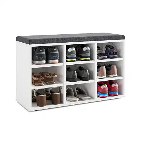 Schuhbank Komto mit Sitzfläche und Schuhregal in Weiß, 80 x 50 x 30 cm