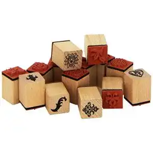 Rico Design Holzstempel-Set mit Ornamenten und Blumen