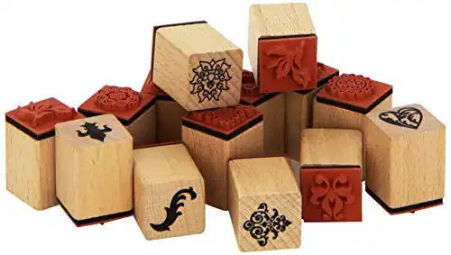 Rico Design Holzstempel-Set mit Ornamenten und Blumen
