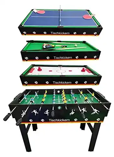Multifunktionstisch 4 in 1 für Tischfußball, Billard, Tischtennis und Speed-Hockey