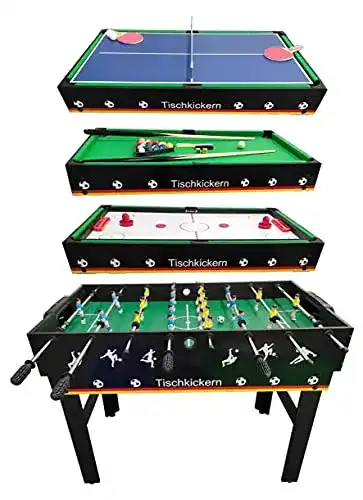 Multifunktionstisch 4 in 1 für Tischfußball, Billard, Tischtennis und Speed-Hockey