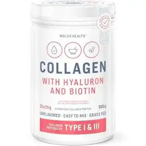 WoldoHealth Kollagen Pulver mit Hyaluronsäure für Haut und Haare