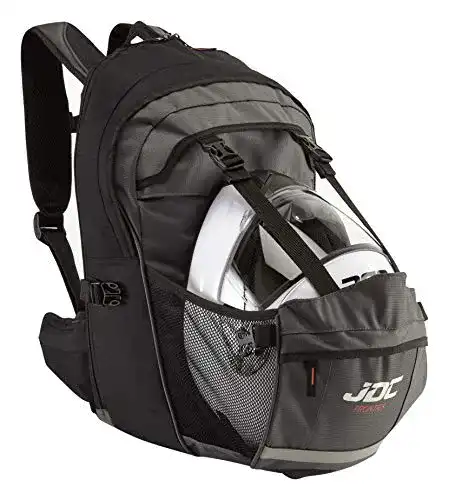 Motorradrucksack JDC wasserdicht mit Helmhalterung und erweiterbarem Volumen