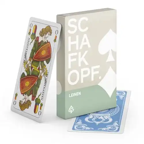 Schafkopf Spielkarten in Leinen mit bayerischem Bild – Abwaschbar und langlebig