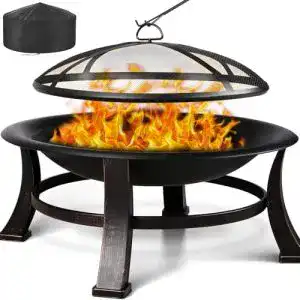 Feuerschale TLGREEN Feuerkorb mit Funkenschutz, 76 cm Durchmesser