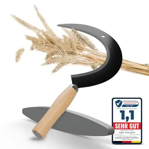 Sichel Albaj Rund mit Holzgriff – nachhaltige Gartensense mit Schleifstein