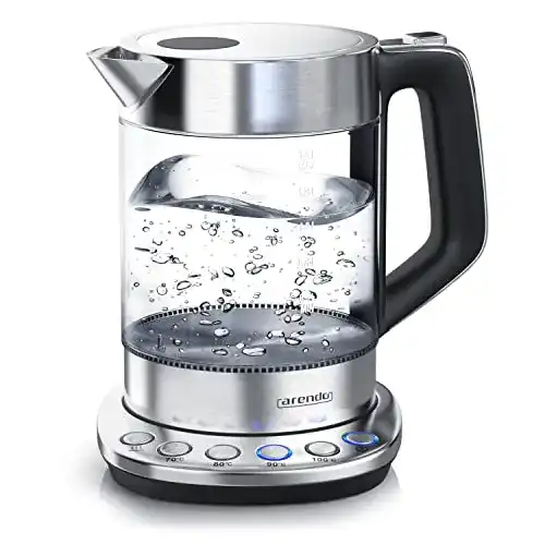 Arendo Wasserkocher – Glas Wasserkocher mit Temperatureinstellung und Warmhaltefunktion