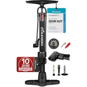 Standluftpumpe Cyclehero für alle Ventile – Hochdruckpumpe mit Manometer