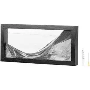 Dynamisches Sandbild Infactory in Schwarz-Weiß mit Holzrahmen 35 x 16 cm