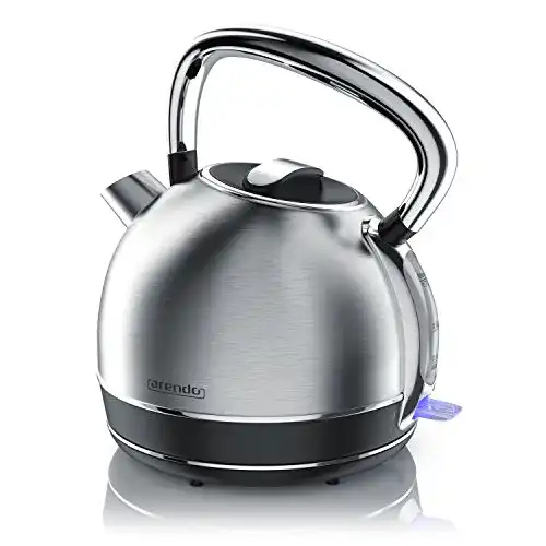 Arendo Retro Edelstahl Wasserkocher Vintage Design mit 1,7 Liter Füllmenge