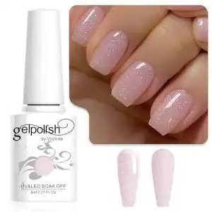 Vishine Gel-Nagellack mit transparentem Glitzer in Rosa Nude