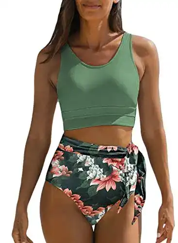 Dokotoo Damen Bikini Set High Waist mit Bauchweg Funktion