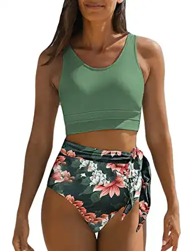 Dokotoo Damen Bikini Set High Waist mit Bauchweg Funktion