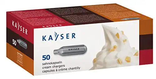 Kayser Sahnekapseln 50 Stück für Sahnespender, 8g N2O, kompatibel mit allen