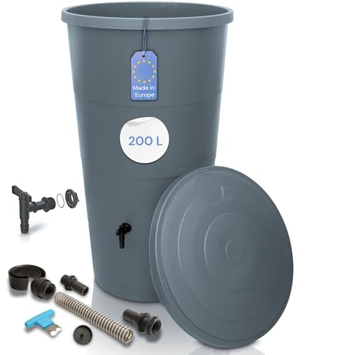 YourCasa Regentonne 200 Liter mit Anschlusset und Wasserhahn