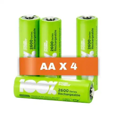 Wiederaufladbare AA-Akkus PeakPower 100, 4 Stück, 2600mAh