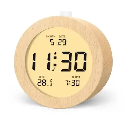 Holz-Wecker Aboveclock digitaler Wecker mit LCD-Anzeige und Snooze-Funktion