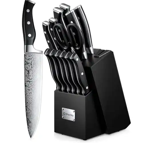 D.Perlla Messerblock Set, 14-teilig, selbstschärfend