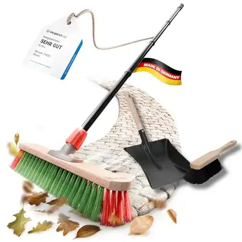 Besen Novaliv mit Teleskopstiel und Kehrgarnitur für Garten und Straße