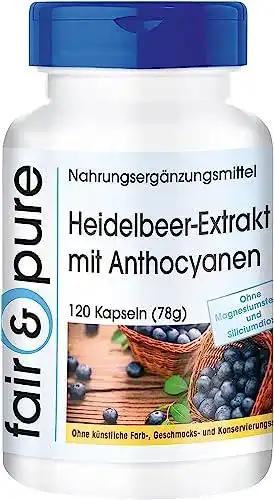 Heidelbeerextrakt Fair & Pure 500mg – 120 Kapseln, vegan, ohne Zusatzstoffe