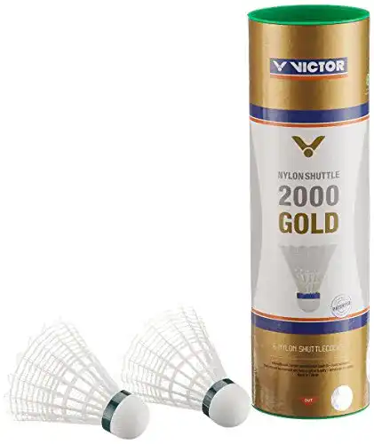 Badmintonbälle Victor Nylon Shuttle 2000 in Gold, Weiß und Grün