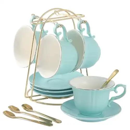 Teetassen und Untertassen Set von 4 mit 235 ml Kapazität