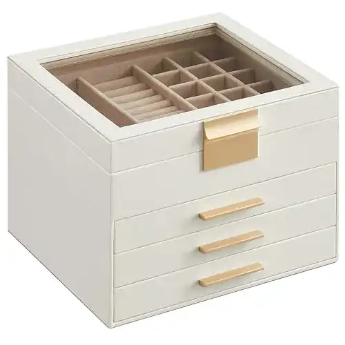 Schmuckkästchen Songmics mit 4 Ebenen und Glasdeckel
