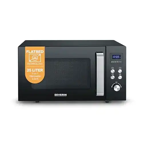 Severin 2-in-1 Mikrowelle mit Glasboden und Grillfunktion, MW 7763