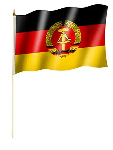 DDR-Flagge Sportfanshop24 Stockflagge 30 x 45 cm mit Stab