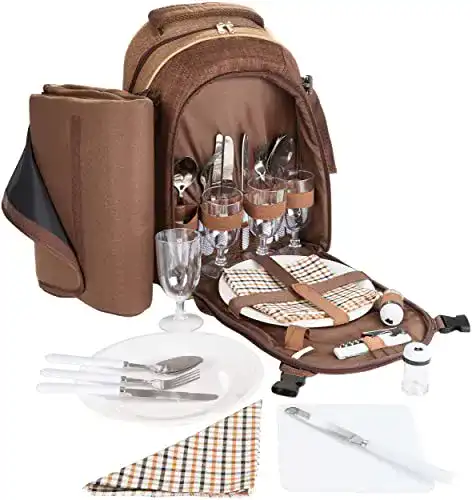 Picknickrucksack Brubaker für 4 Personen in Braun mit Kühlfach