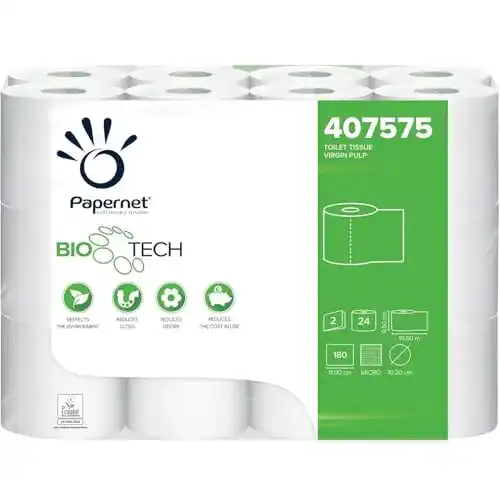 Papernet Bio Tech Toilettenpapier, 24 Rollen, umweltfreundlich und hygienisch