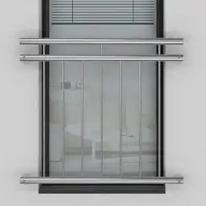 Französischer Balkon aus V2A Edelstahl mit Geländer für Fenster