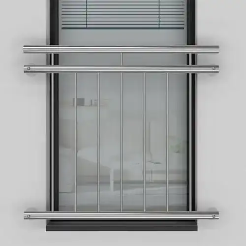 Französischer Balkon aus V2A Edelstahl mit Geländer für Fenster